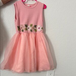 SHEIN Pink Floral Embroidered Kids Dress